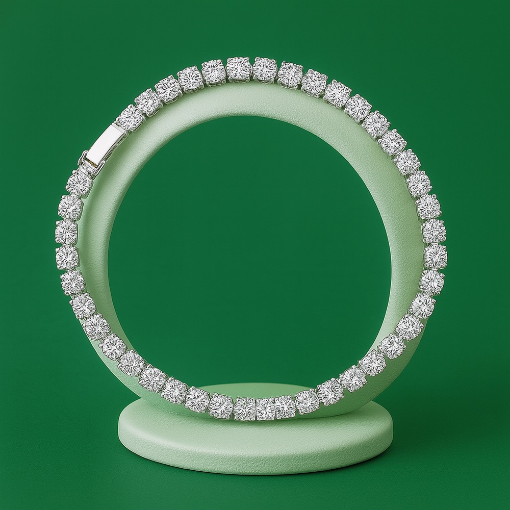 Tennis Bracelet Gold Plated 4.0mm Round Cubic Zirconia